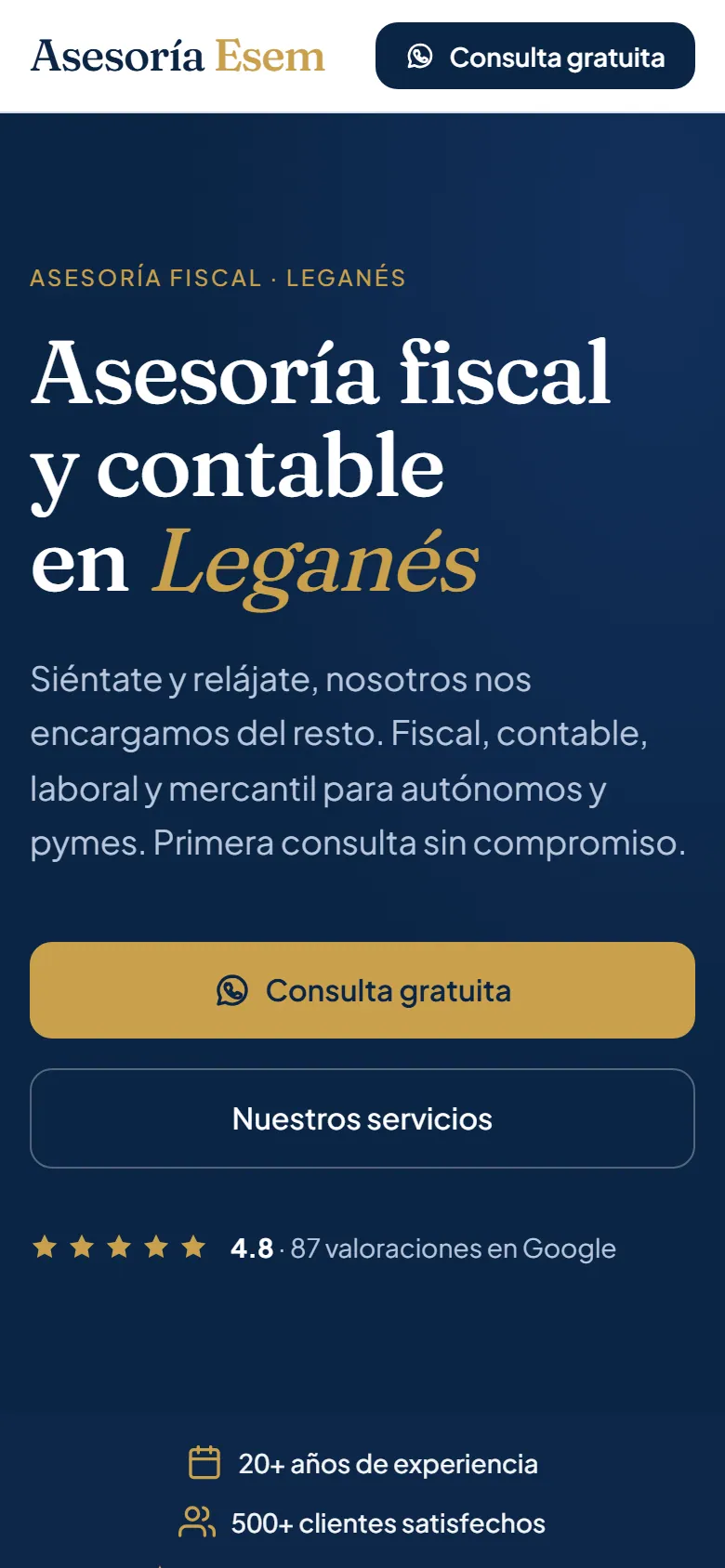 Captura del ejemplo Asesoría Esem