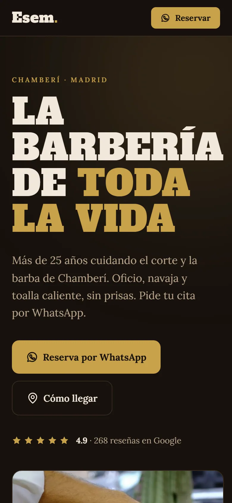 Captura del ejemplo Esem Barbería Clásica